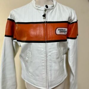 Harley Davidson white leather racing jacket